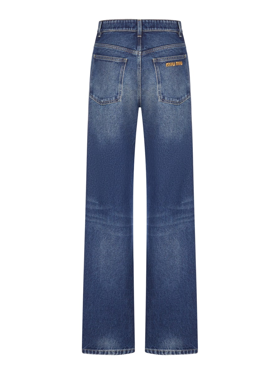 Miu Miu WIDE-LEG JEANS IN DÉLAVÉ-EFFECT DENIM, view 2