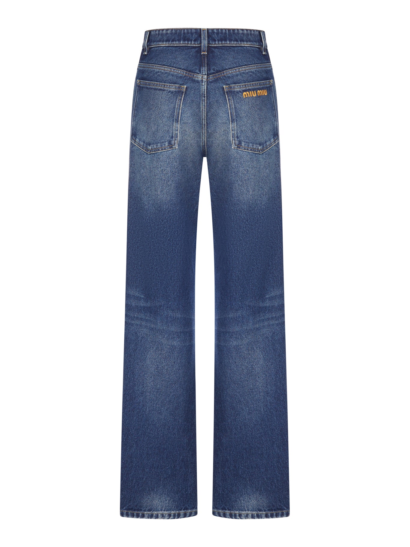 Miu Miu WIDE-LEG JEANS IN DÉLAVÉ-EFFECT DENIM, view 2