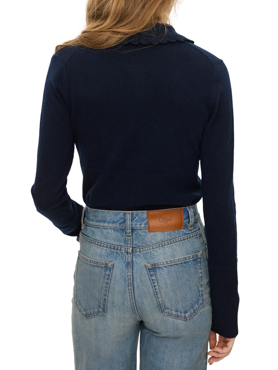 Chloé FITTED LOGO CARDIGAN IN A WOOL KNIT, view 4