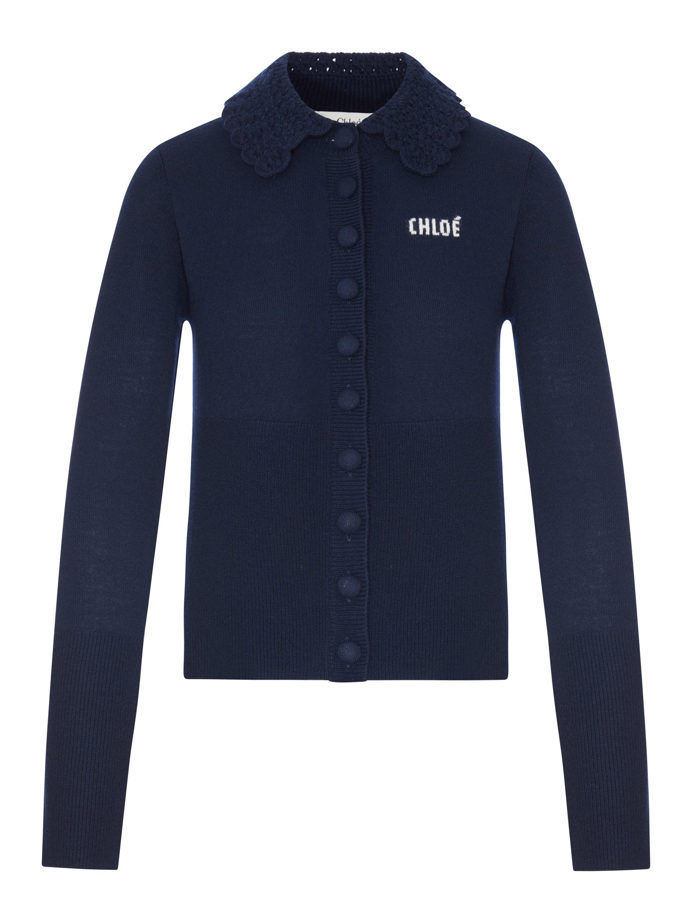Chloé FITTED LOGO CARDIGAN IN A WOOL KNIT