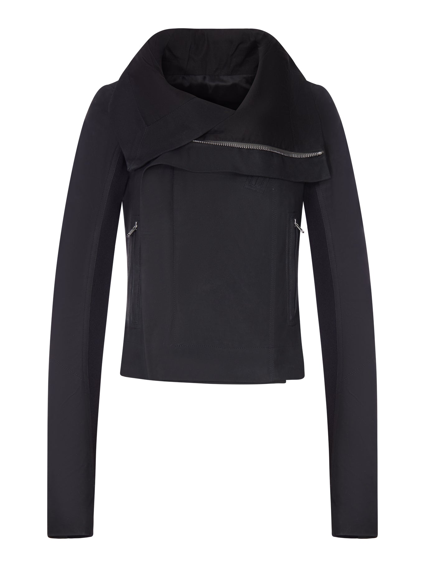 Rick Owens BIKER JACKET WITH WIDE WRAP COLLAR