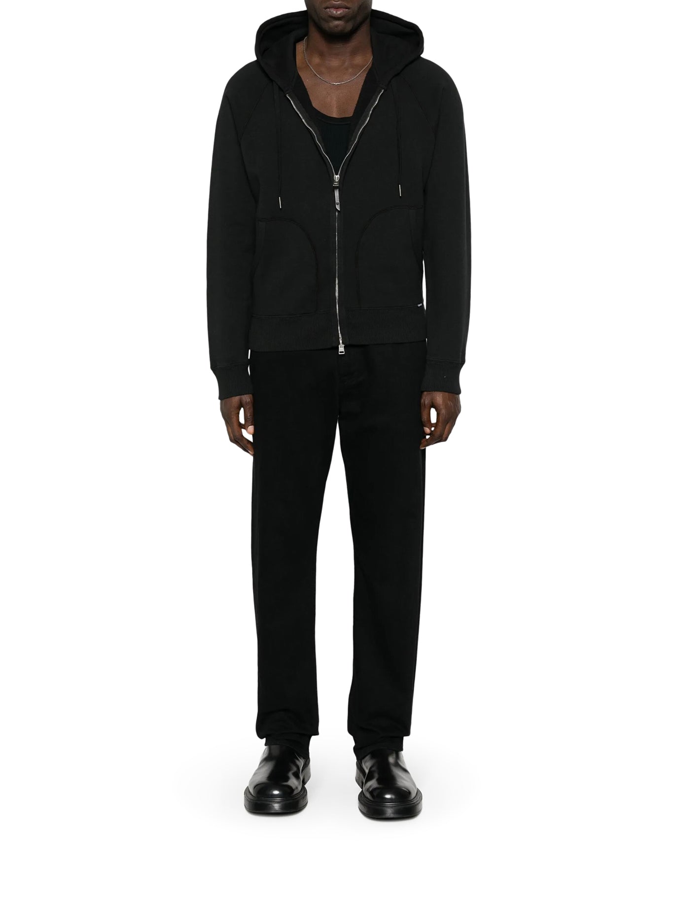 Tom Ford COTTON JERSEY SWEATSHIRT WITH ZIP AND HOOD, view 2
