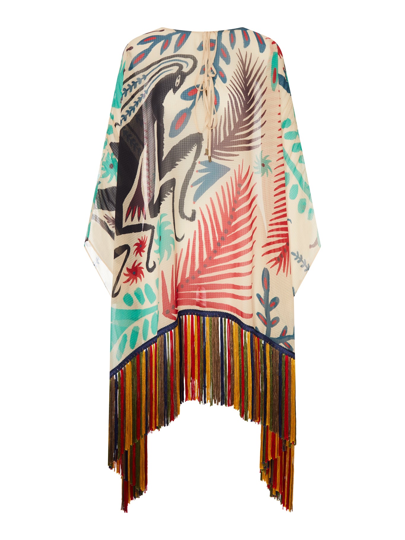 Etro ETRO X TABBY BOOTH SEERSUCKER COVER-UP DRESS WITH FRINGES AND PLACED PRINT