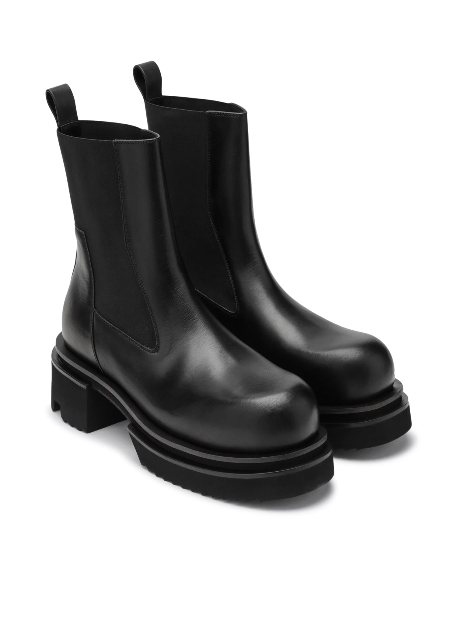 Rick Owens BOGUN BLACK LEATHER BOOTS, view 2