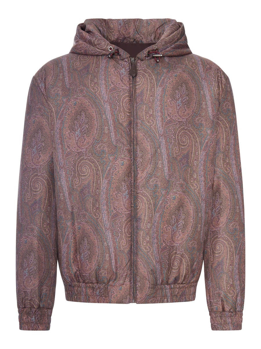 Etro PADDED BOMBER JACKET WITH HOOD AND ARNICA PATTERN