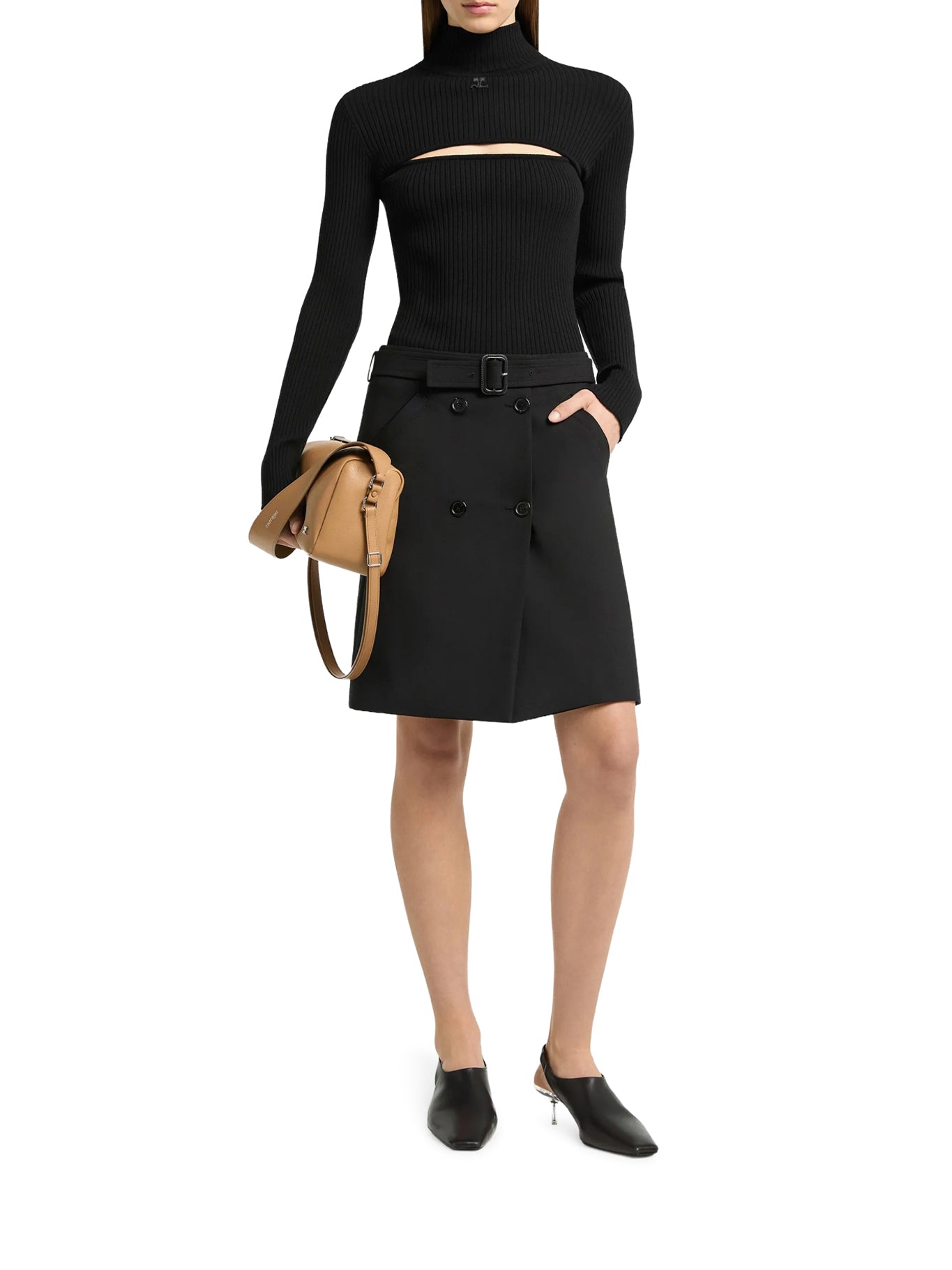 Courreges RIBBED SWEATER WITH CUT-OUT DETAIL, view 2