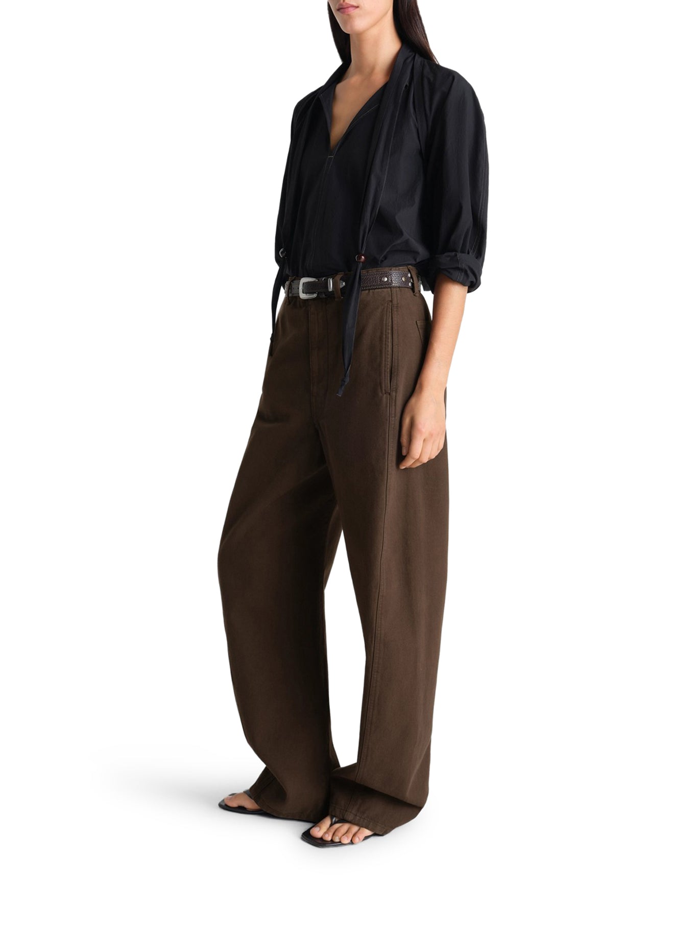 Lemaire COTTON TROUSERS WITH BRAIDED BELT, view 2