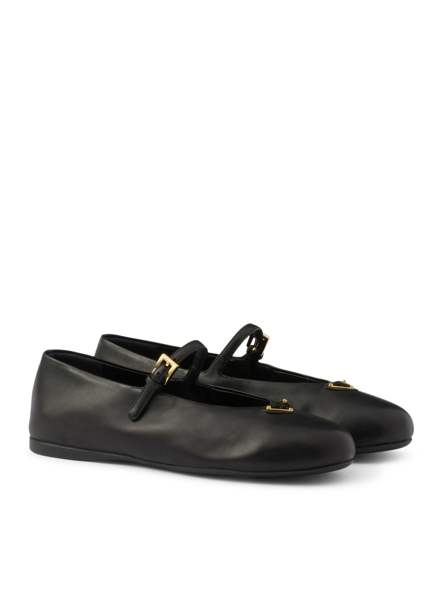 Prada NAPPA LEATHER BALLET FLATS WITH LOGO, view 2