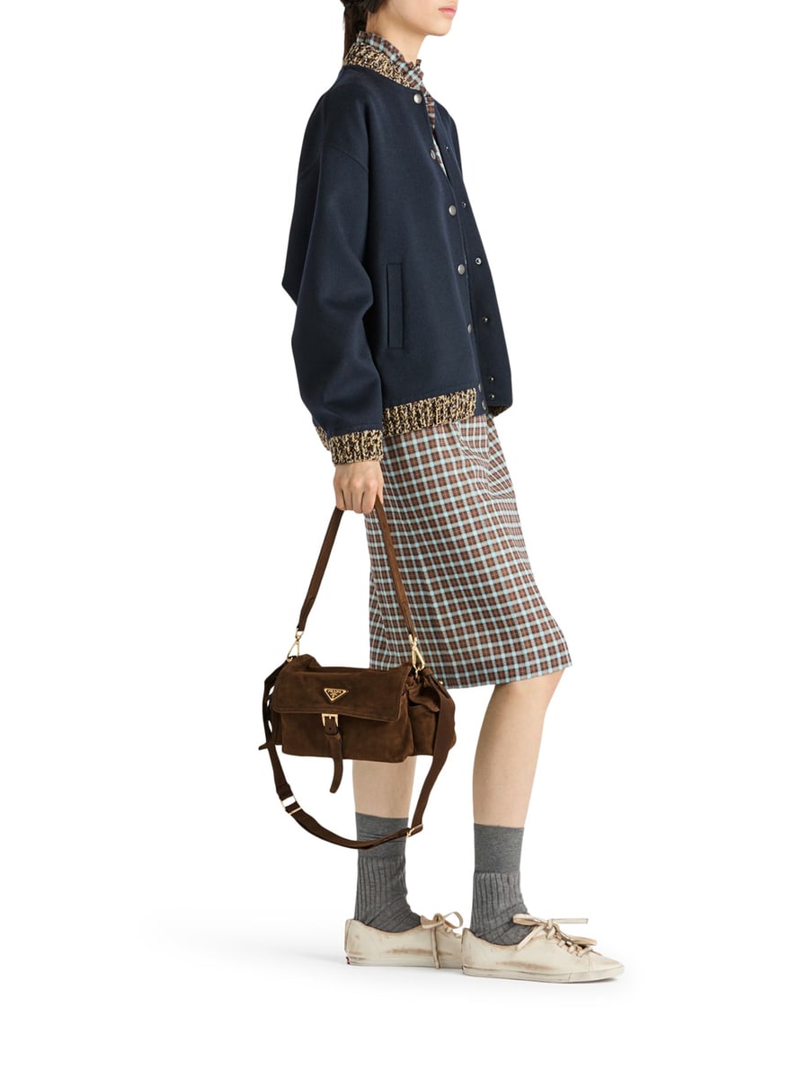 Prada EXPLORE MEDIUM SUEDE SHOULDER BAG, view 2