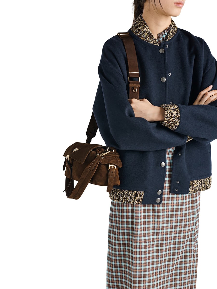 Prada EXPLORE MEDIUM SUEDE SHOULDER BAG, view 3