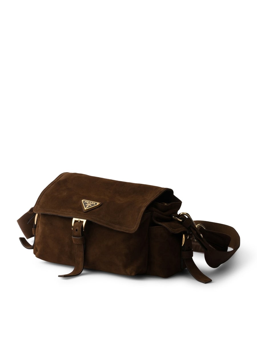Prada EXPLORE MEDIUM SUEDE SHOULDER BAG, view 4