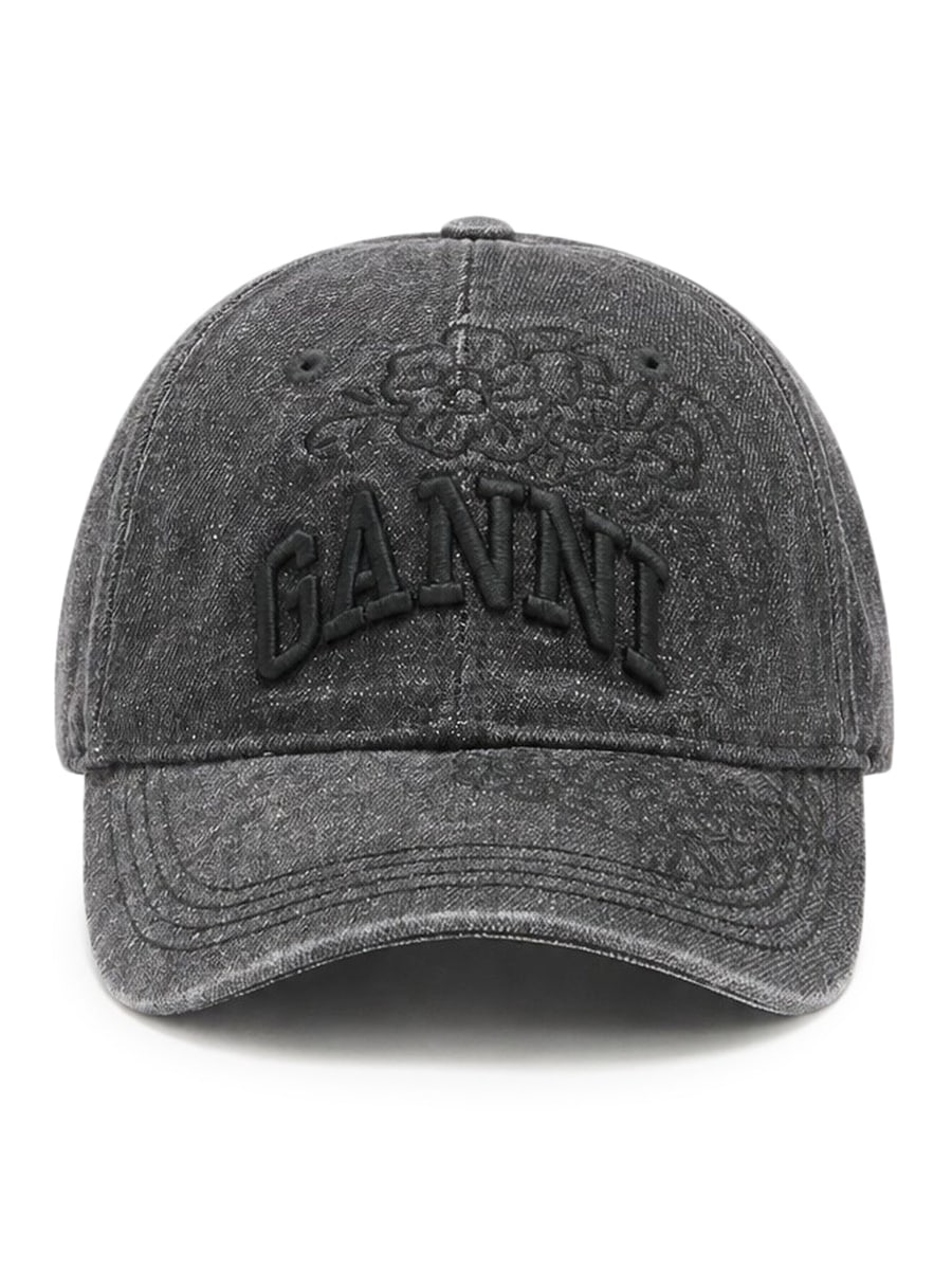 Ganni EMBROIDERED DENIM CAP