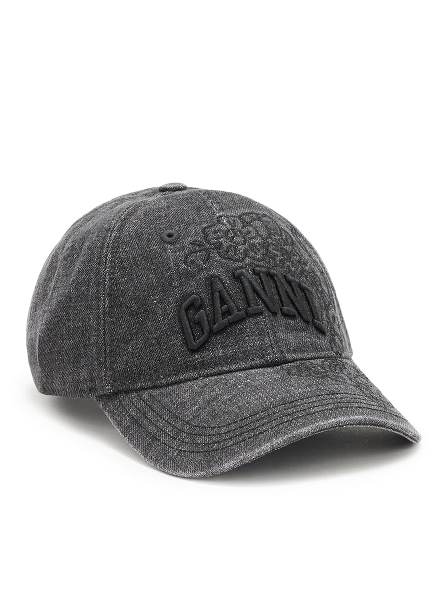 Ganni EMBROIDERED DENIM CAP, view 2