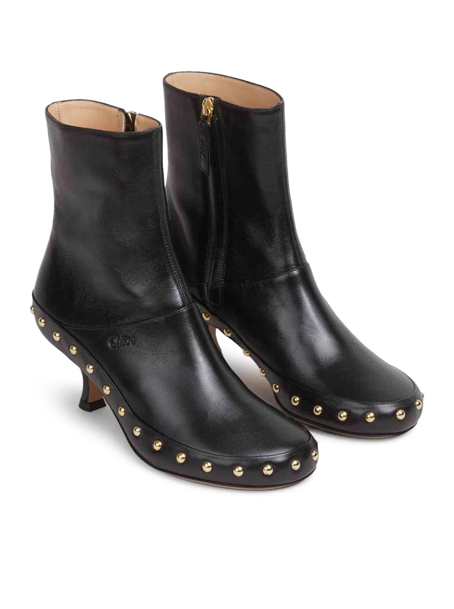 Chloé JUNIE LEATHER BOOTS WITH STUDDED DETAILS, view 2