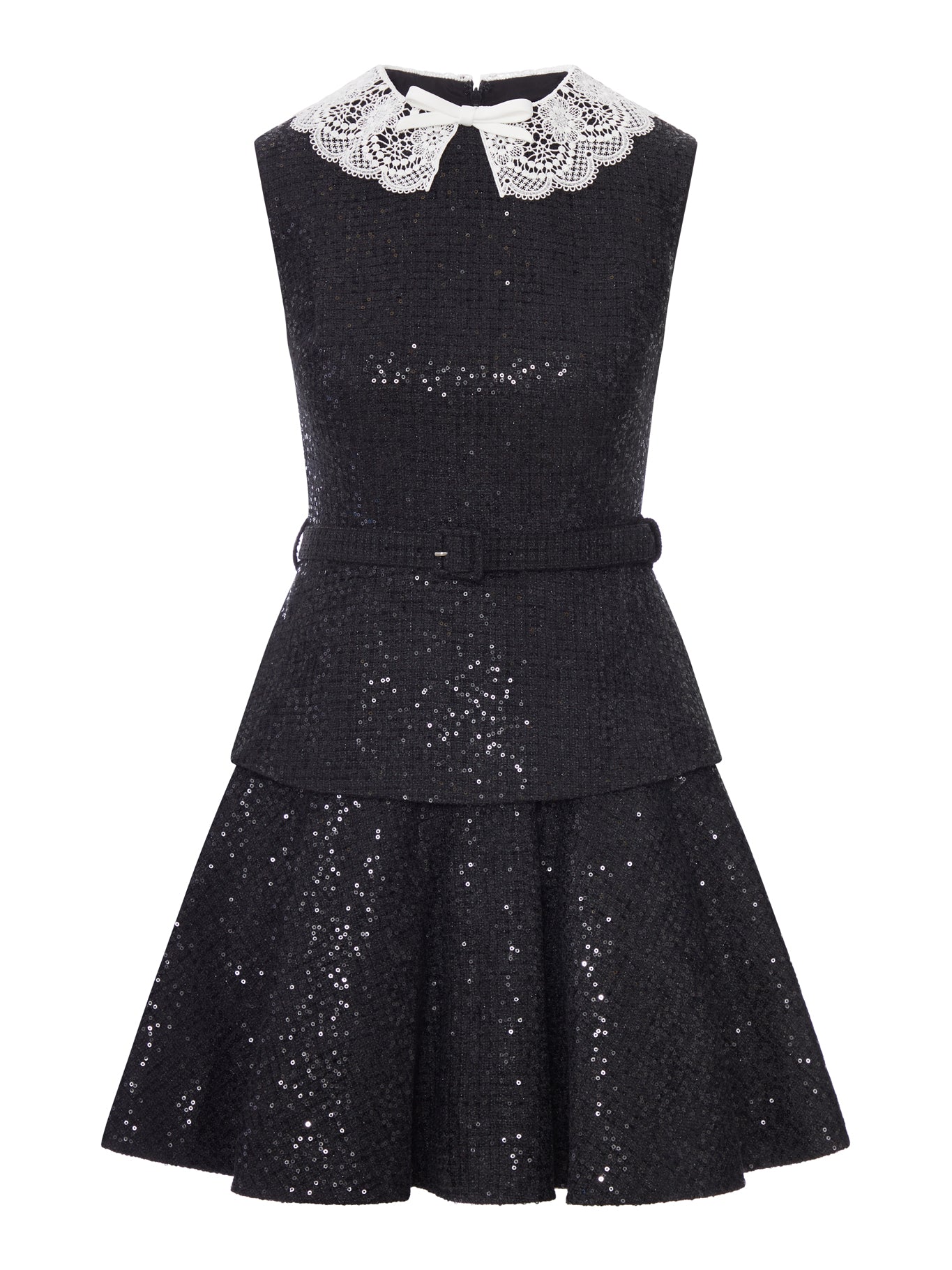 self-portrait BLACK SEQUIN BOUCLE MINI DRESS
