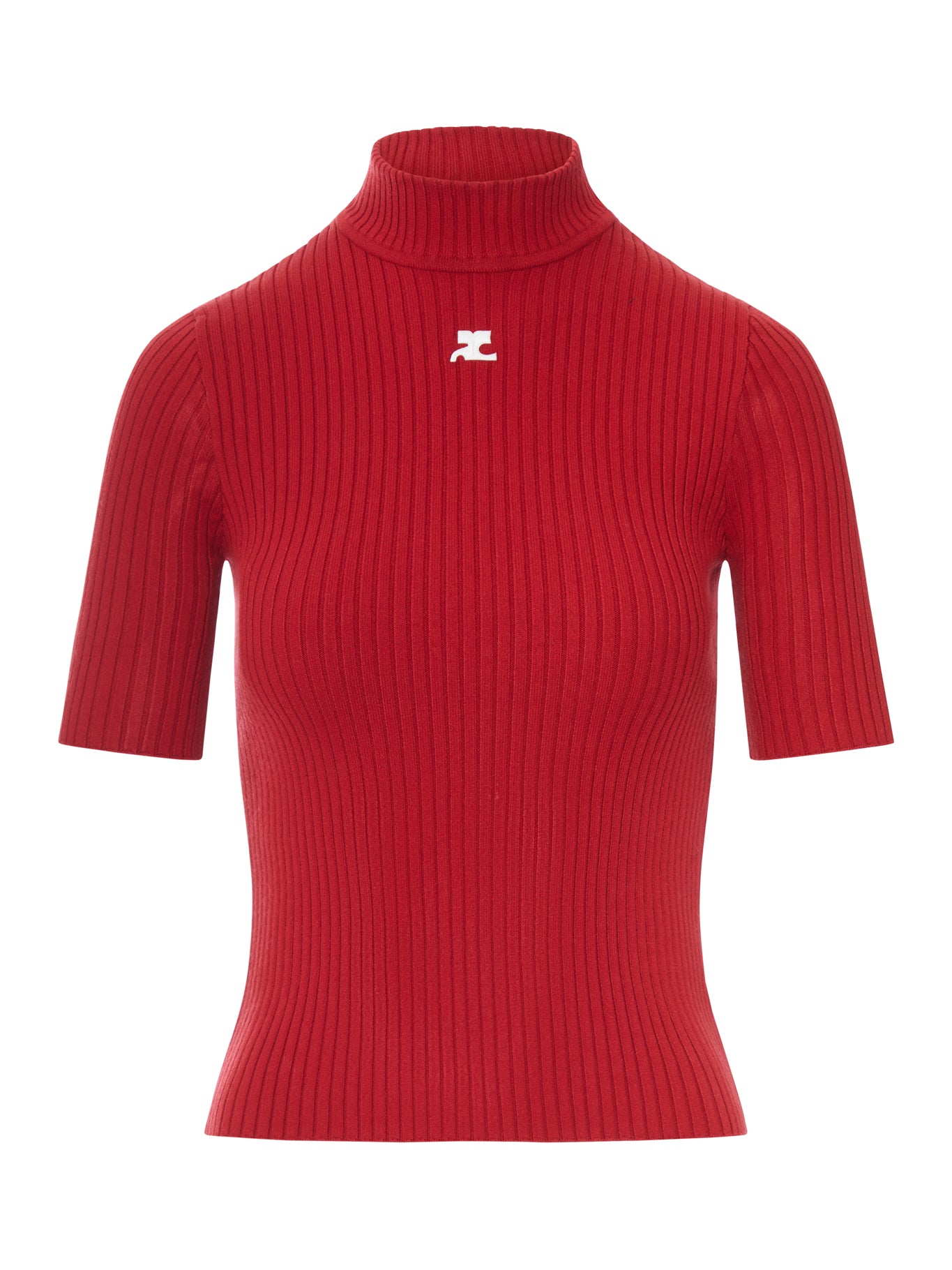 Courreges REEDITION SHORT SLEEVES RIB KNIT SWEATER
