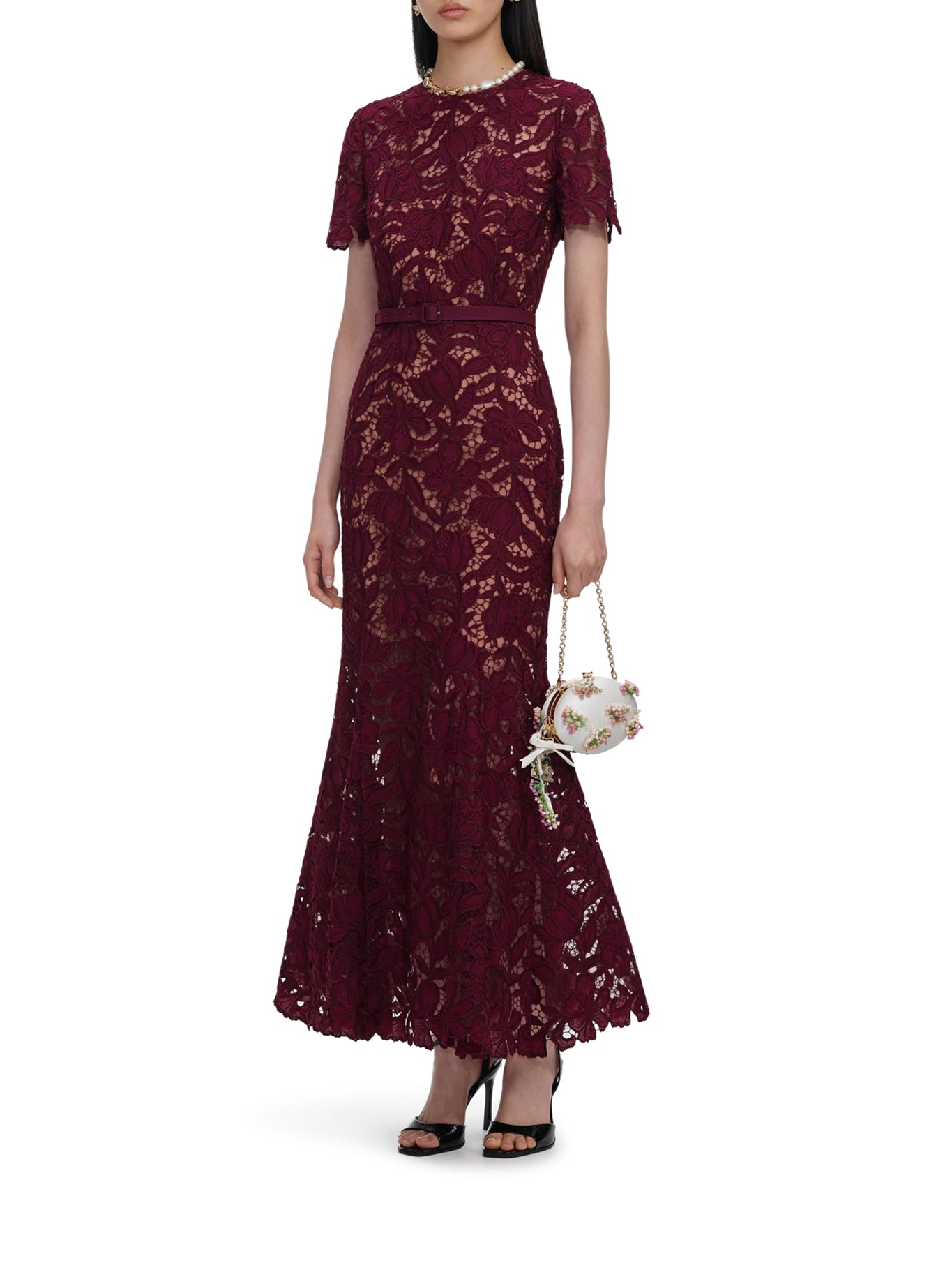 self-portrait MIDI LACE DRESS, view 2