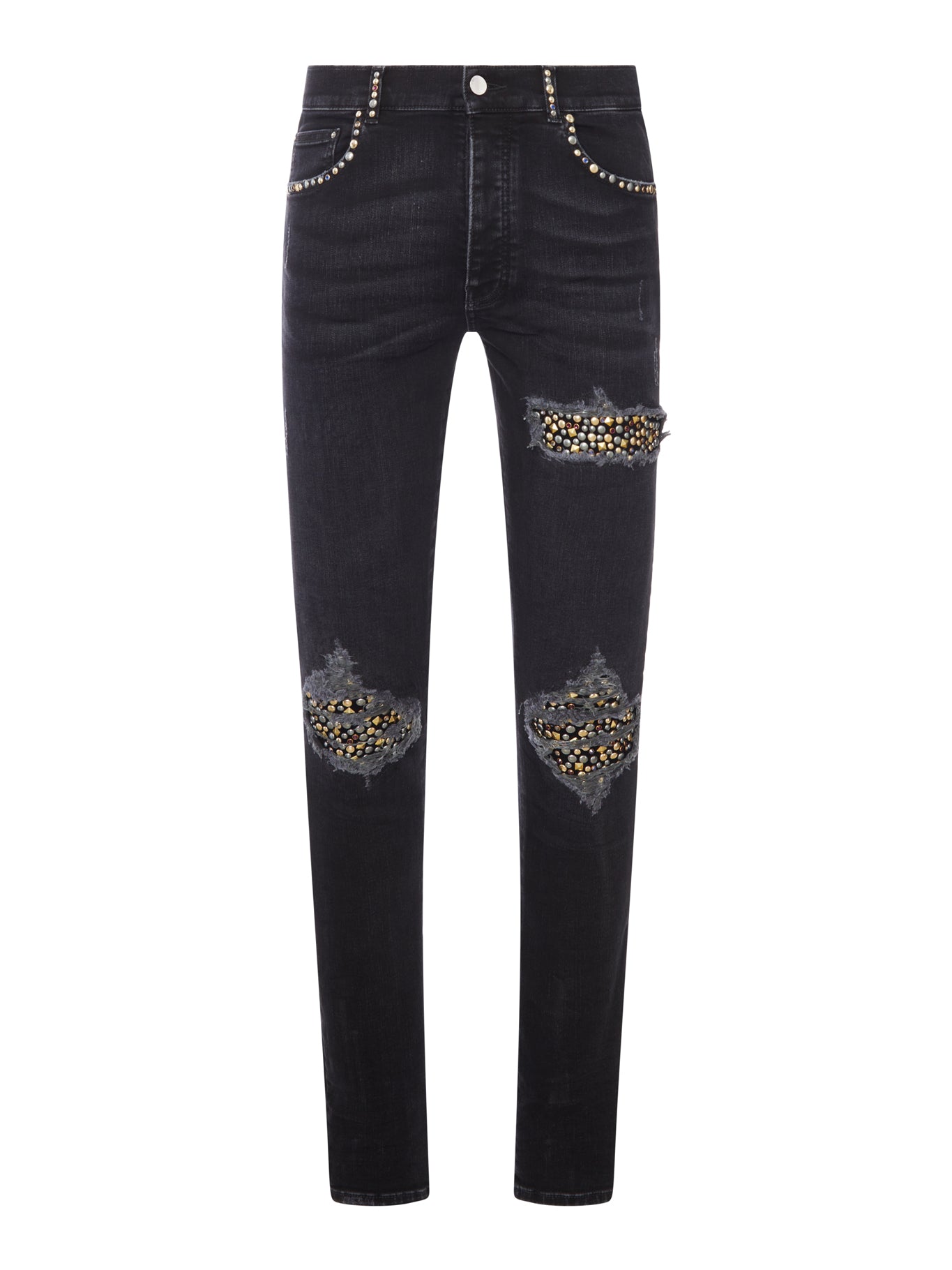 Amiri SKINNY JEANS WITH STUDS AND DESTROY DETAILS