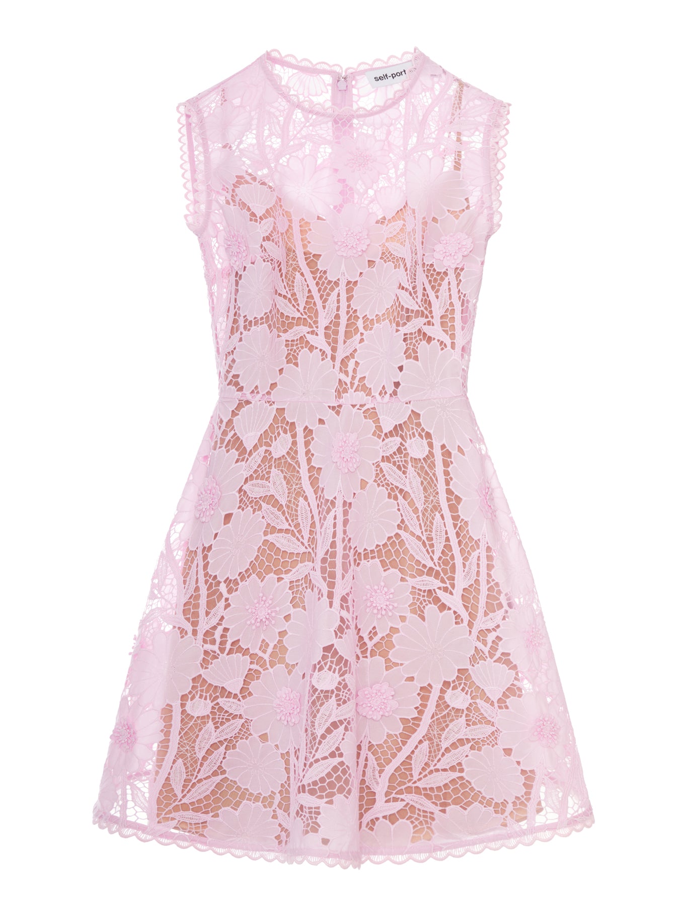 self-portrait PINK LACE MINI DRESS