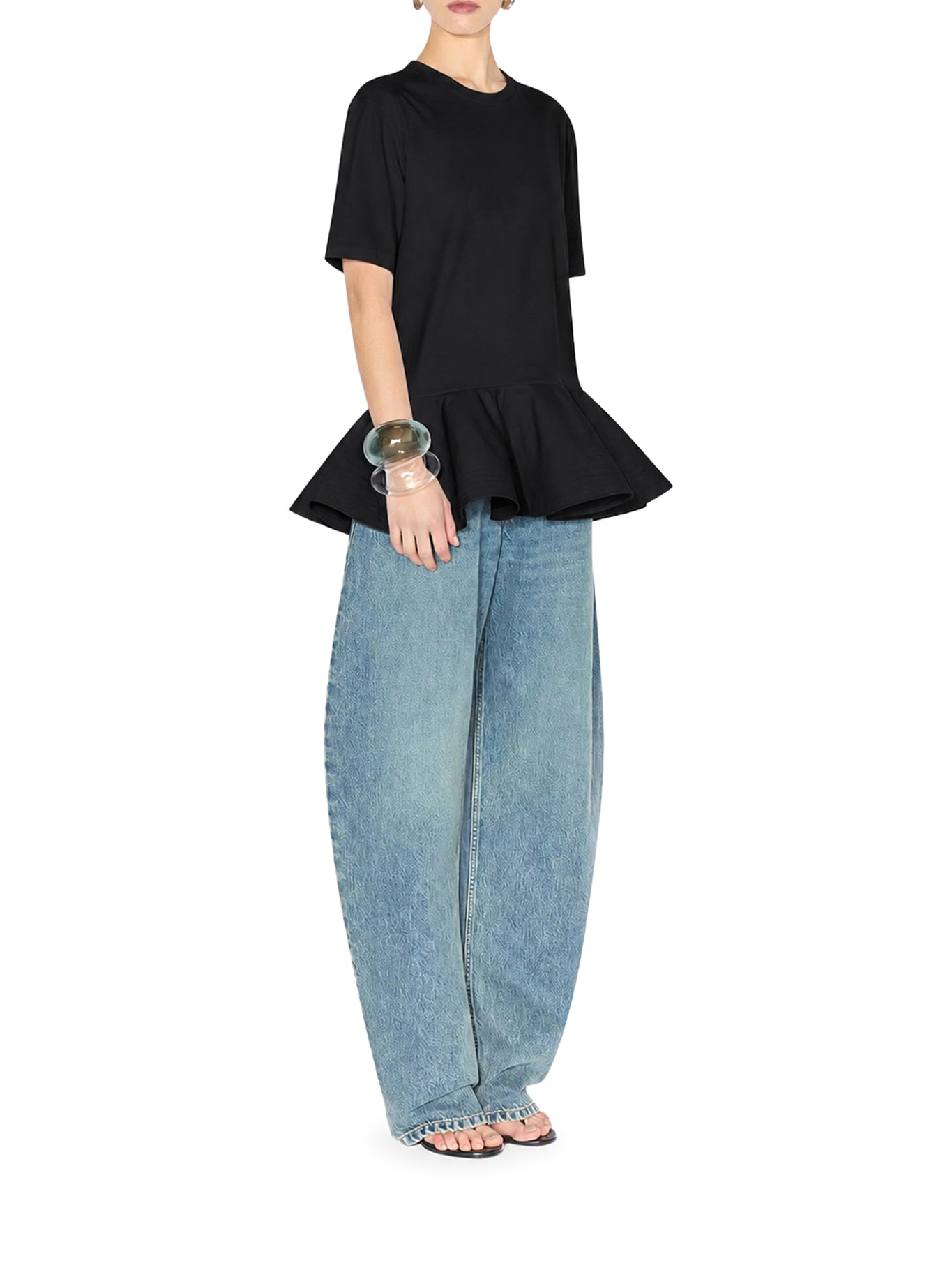 Alaïa COTTON JERSEY T-SHIRT WITH CRINOLINE, view 2