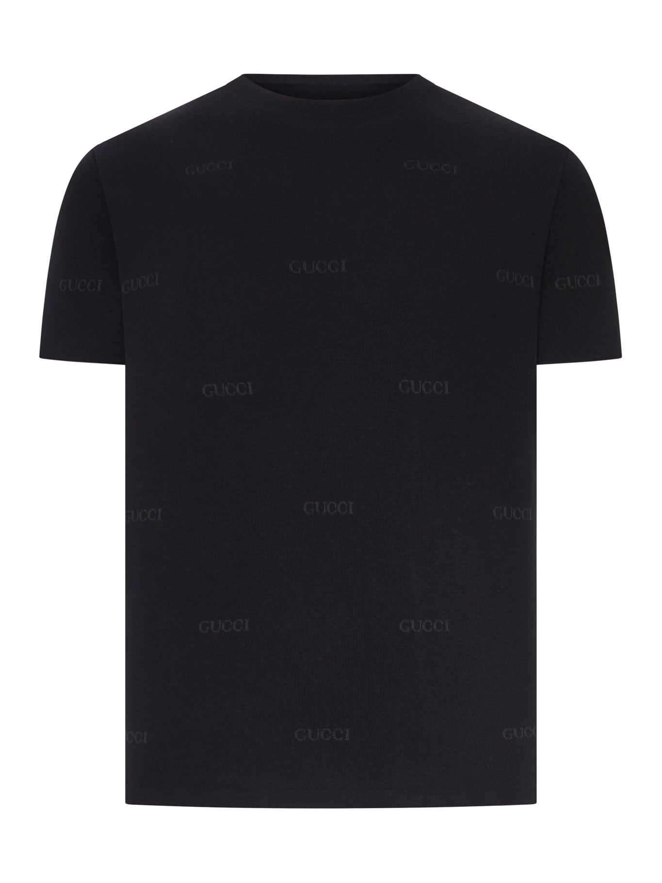 Gucci JACQUARD WOOL AND SILK BLEND T-SHIRT WITH ALL-OVER LOGO