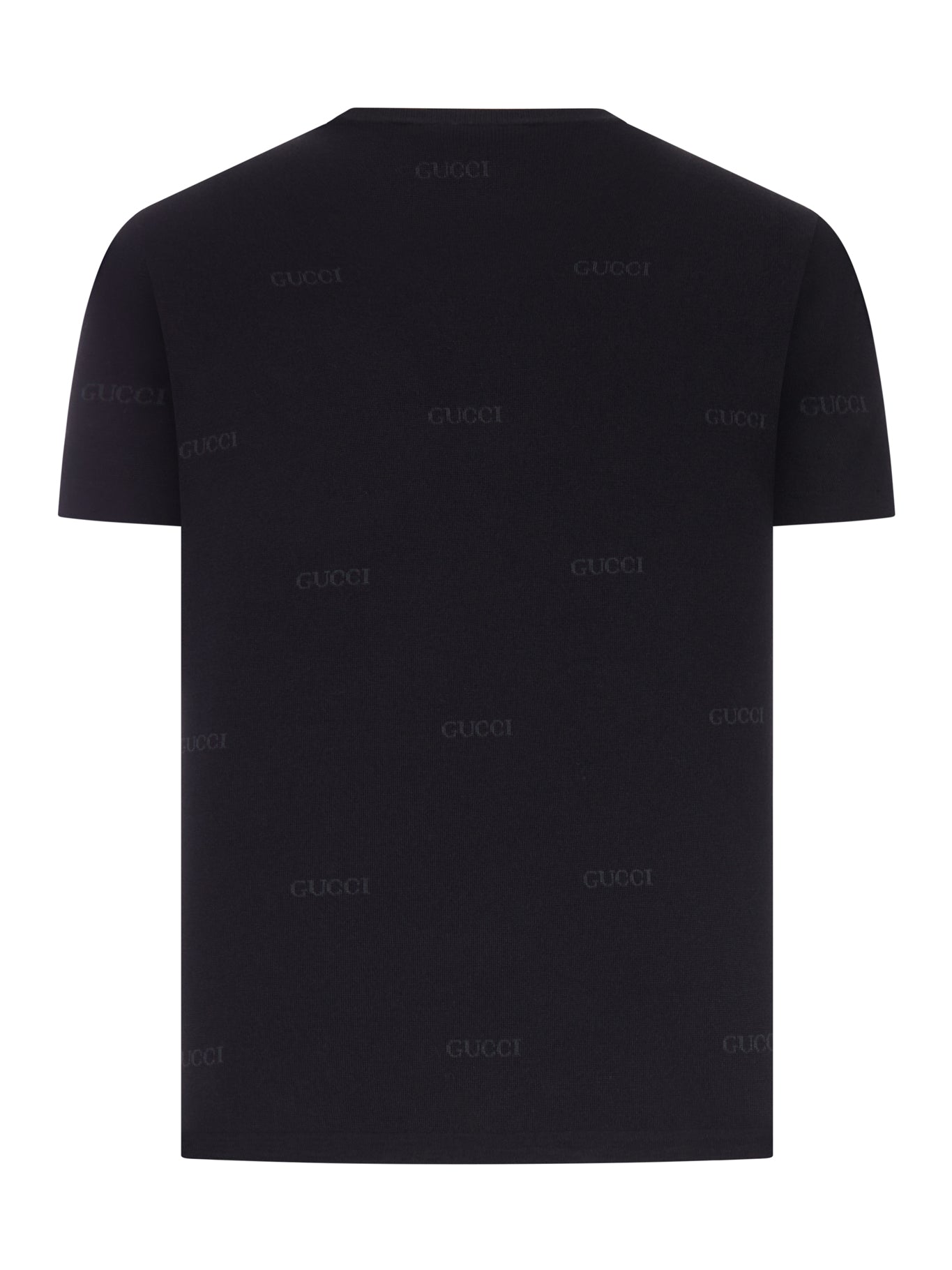 Gucci JACQUARD WOOL AND SILK BLEND T-SHIRT WITH ALL-OVER LOGO, view 2