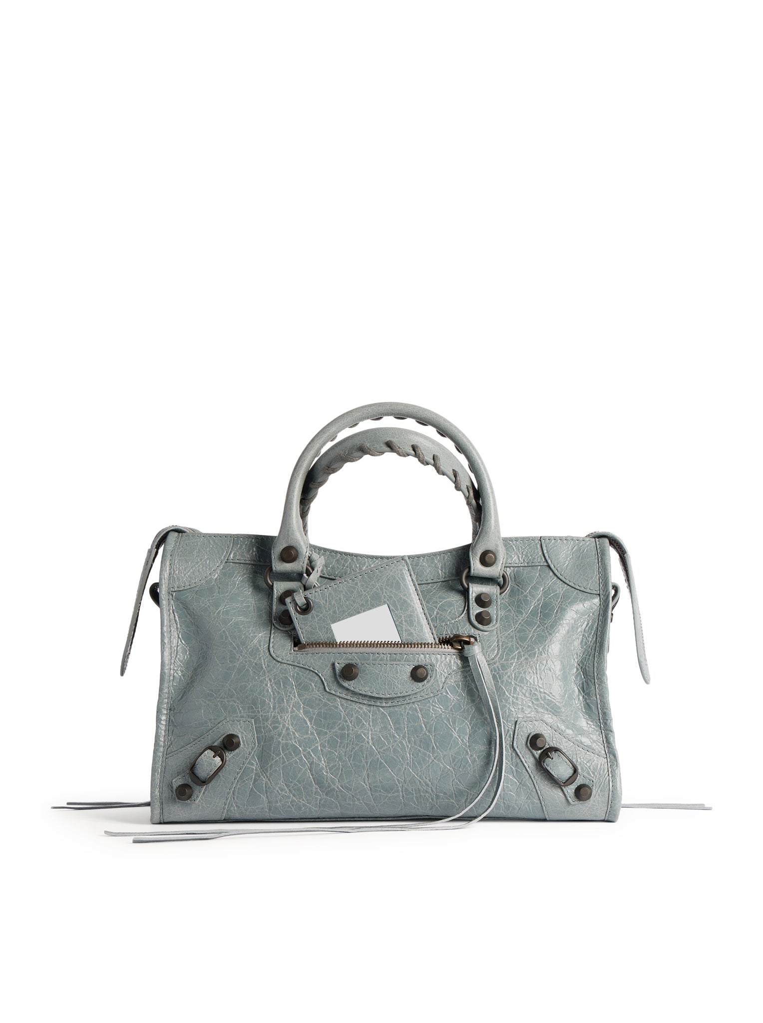 Balenciaga LE CITY SMALL BAG IN ARENA GREY-BLUE LAMBSKIN WITH BRASS FINISHING