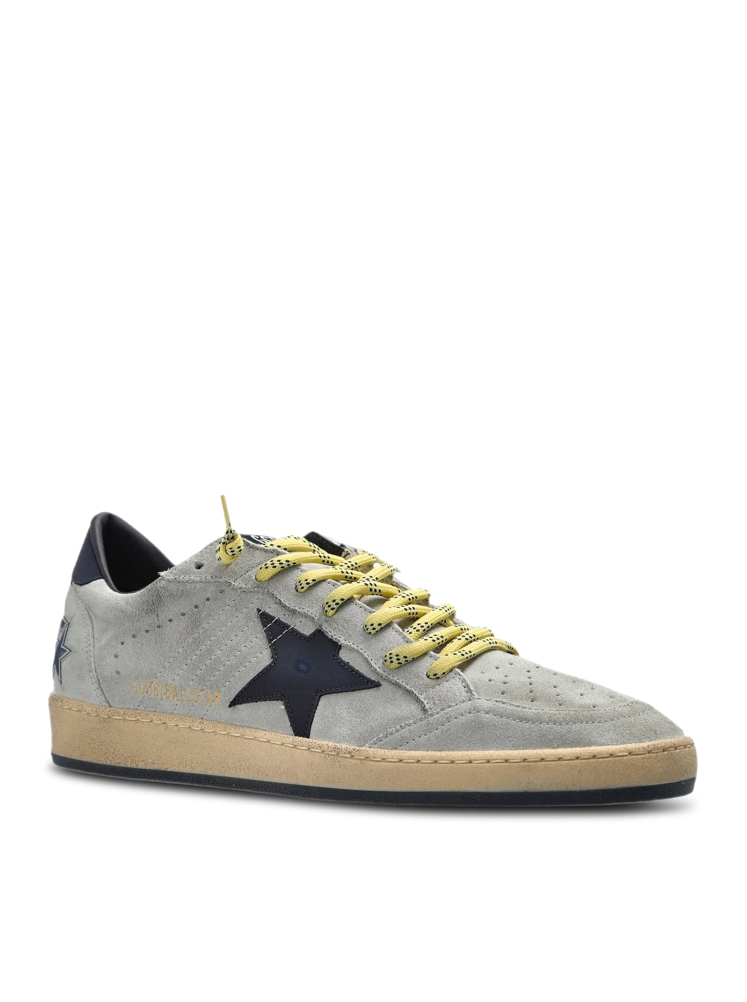 Golden Goose BALL-STAR IN GREY SUEDE WITH STAR AND BLUE PATCH, view 2