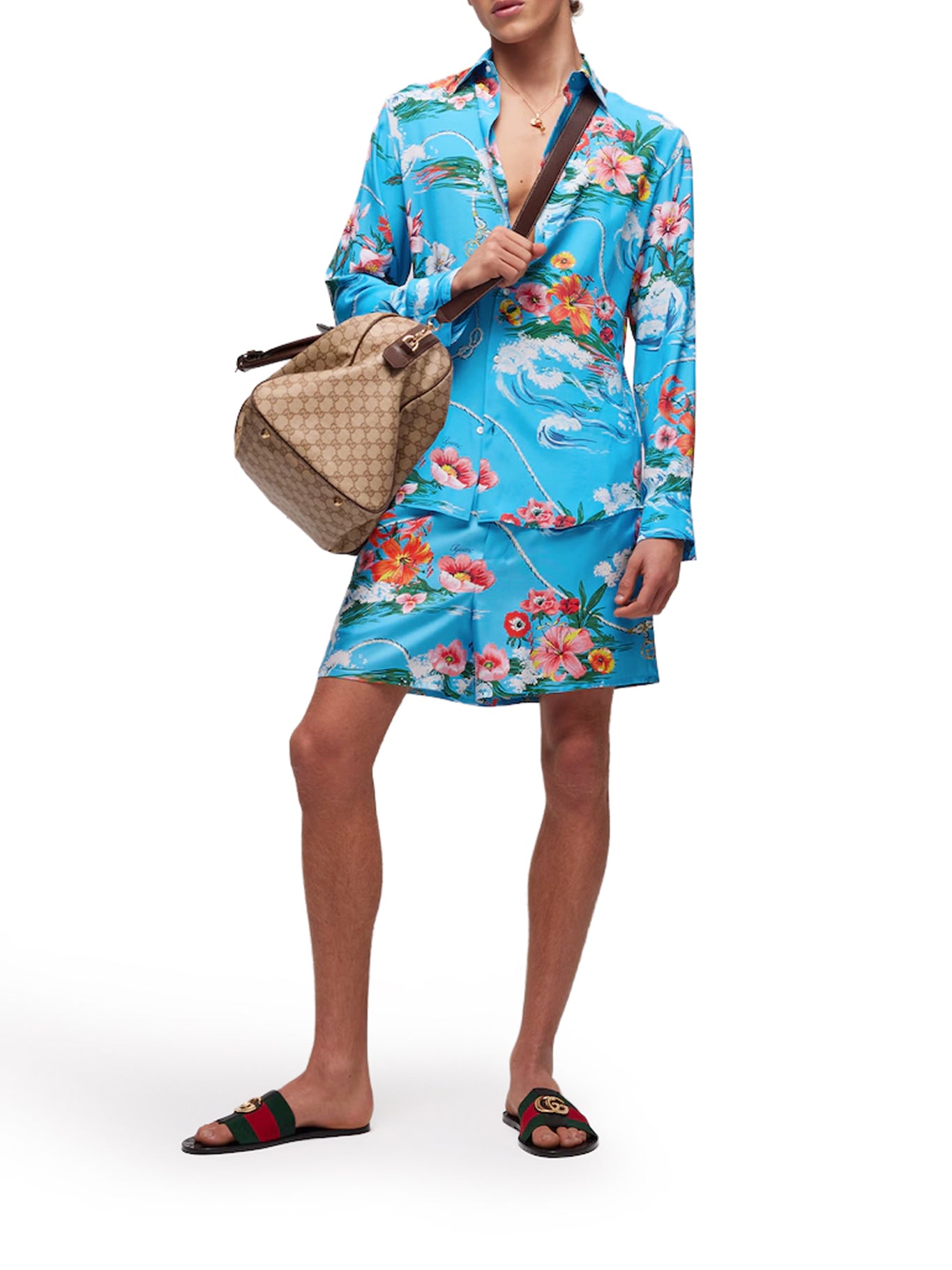 Gucci SHIRT IN FLUID PRINTED FABRIC, view 2