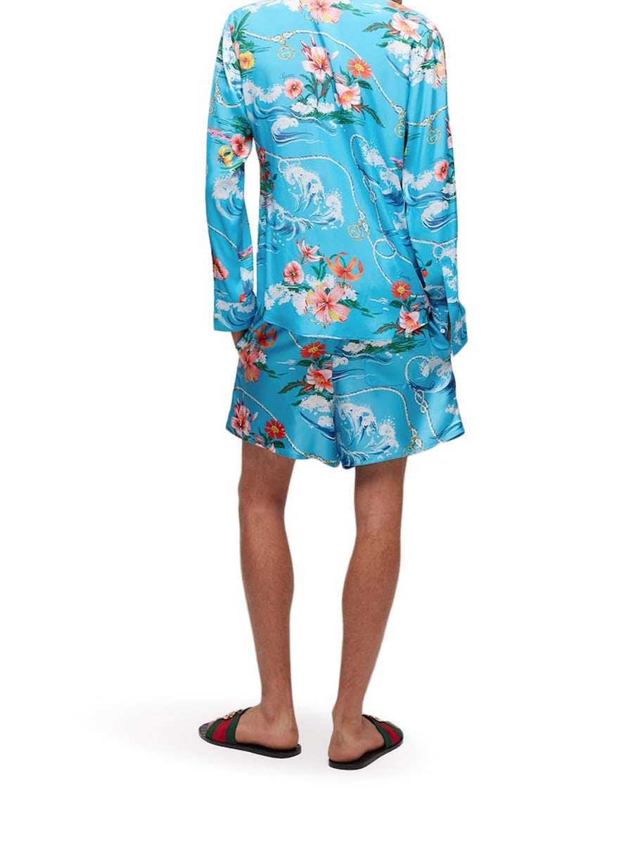 Gucci PRINTED SILK TWILL SHORTS, view 3