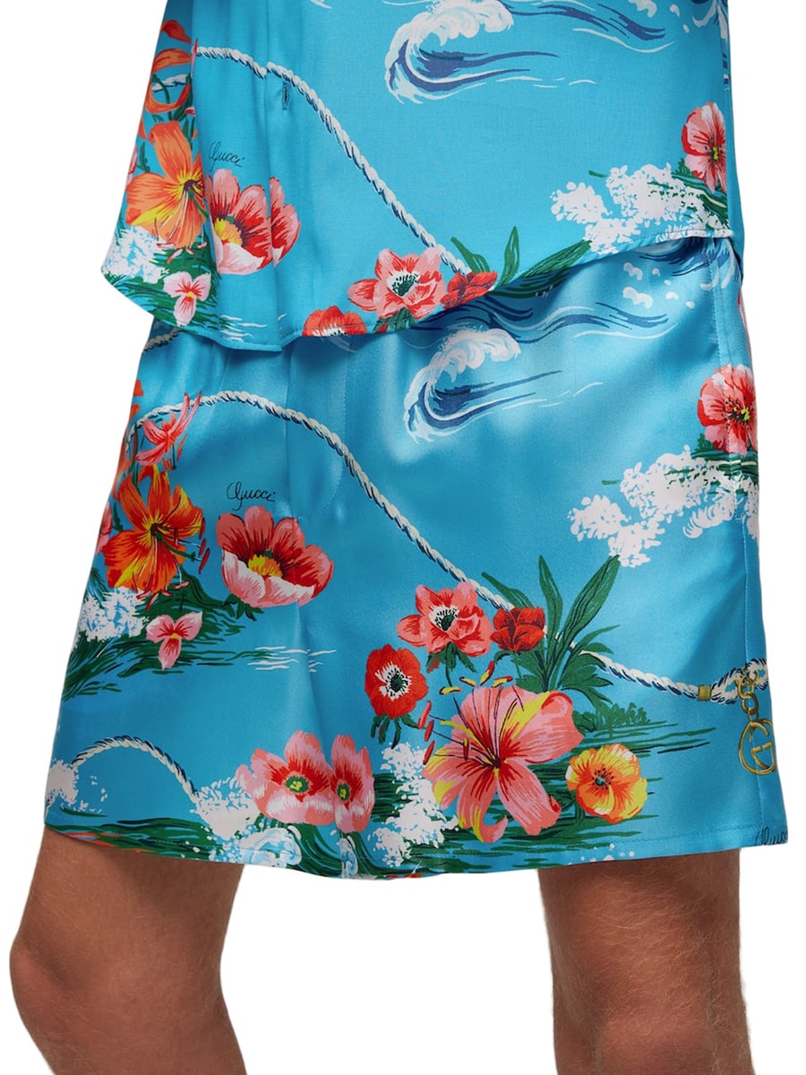 Gucci PRINTED SILK TWILL SHORTS, view 4