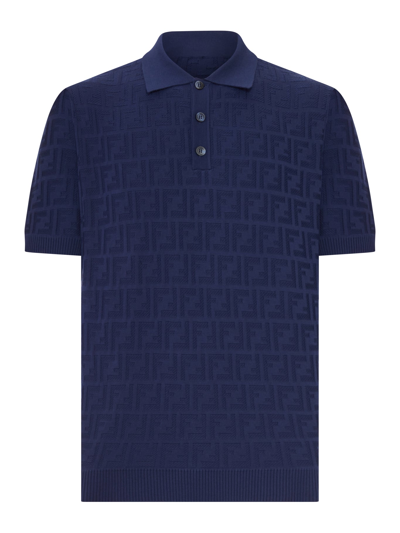 Fendi DARK BLUE TRICOT COTTON POLO SHIRT