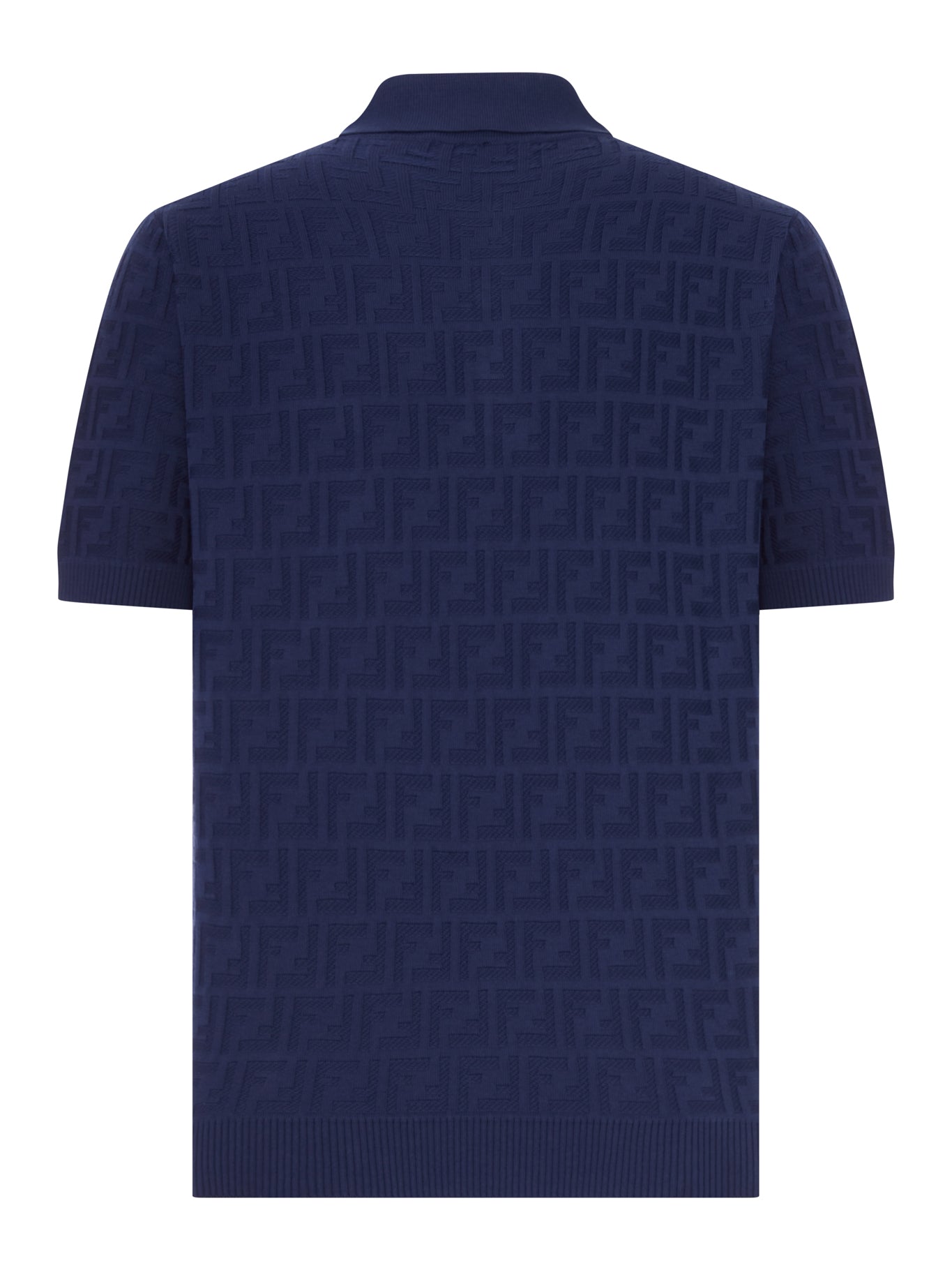 Fendi DARK BLUE TRICOT COTTON POLO SHIRT, view 2