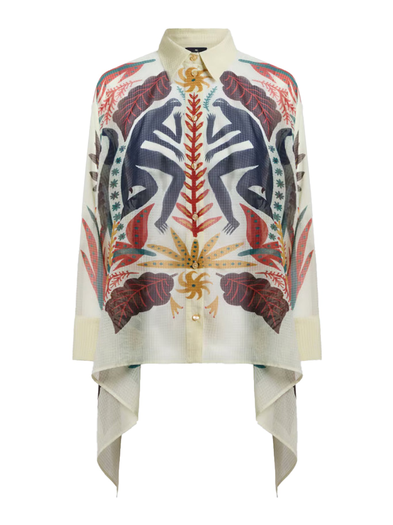 Etro SHIRT WITH HANDKERCHIEF HEM AND PLACED PRINT