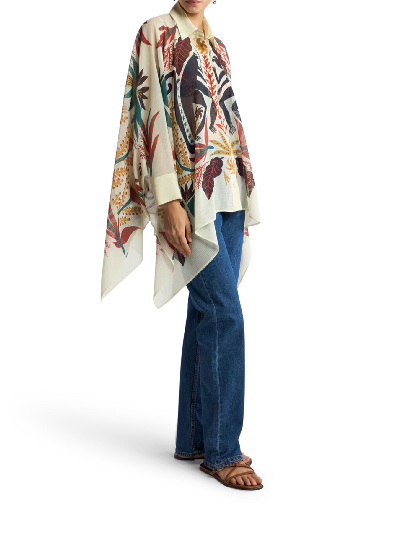 Etro SHIRT WITH HANDKERCHIEF HEM AND PLACED PRINT, view 2