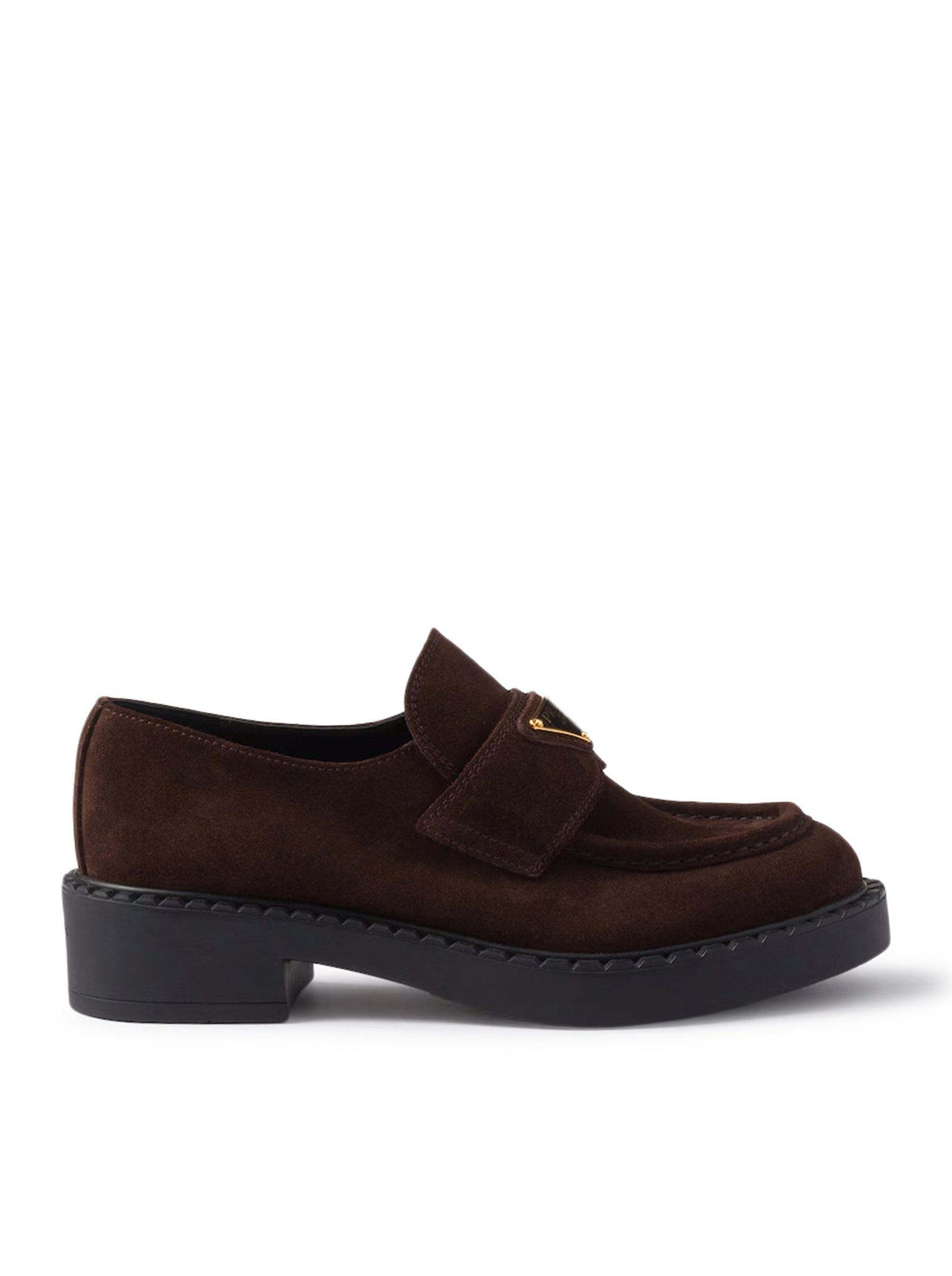 Prada CHOCOLATE SUEDE LOAFERS