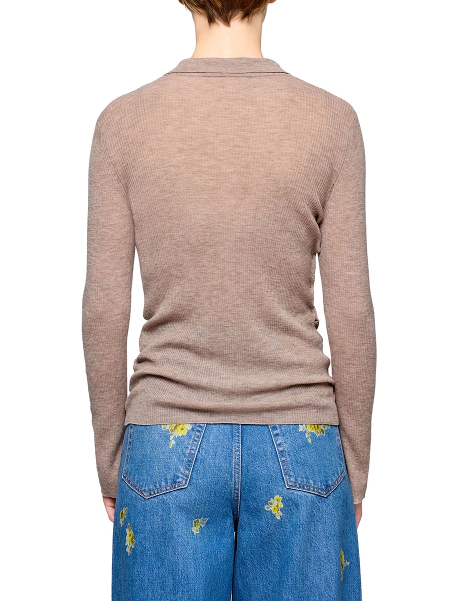 Ganni SEMI-TRANSPARENT WOOL POLO, view 4