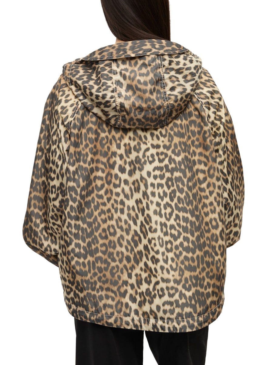Ganni NYLON JACKET WITH LEOPARD PRINT, view 4