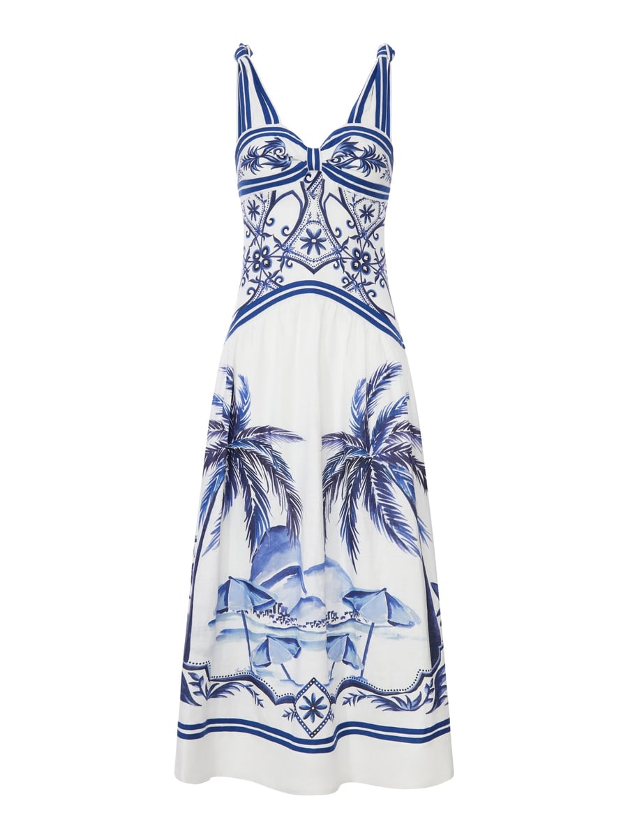 Farm Rio LONG LINEN DRESS WITH TROPICAL PRINT