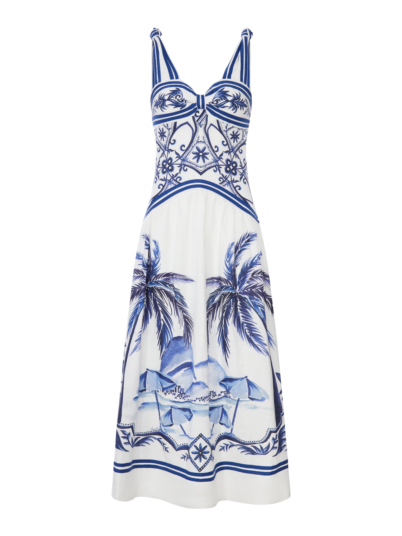 Farm Rio LONG LINEN DRESS WITH TROPICAL PRINT
