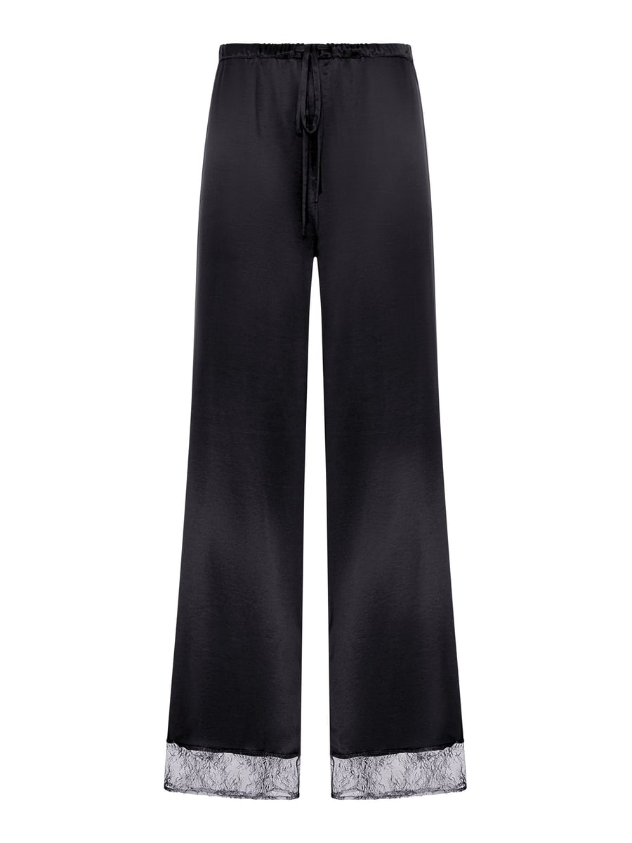The Nina Studio SILK PALAZZO TROUSERS WITH LACE DETAIL