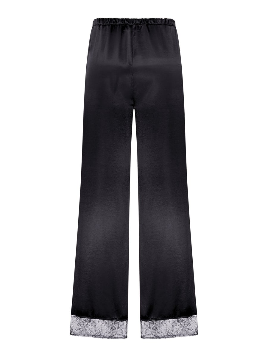 The Nina Studio SILK PALAZZO TROUSERS WITH LACE DETAIL, view 2