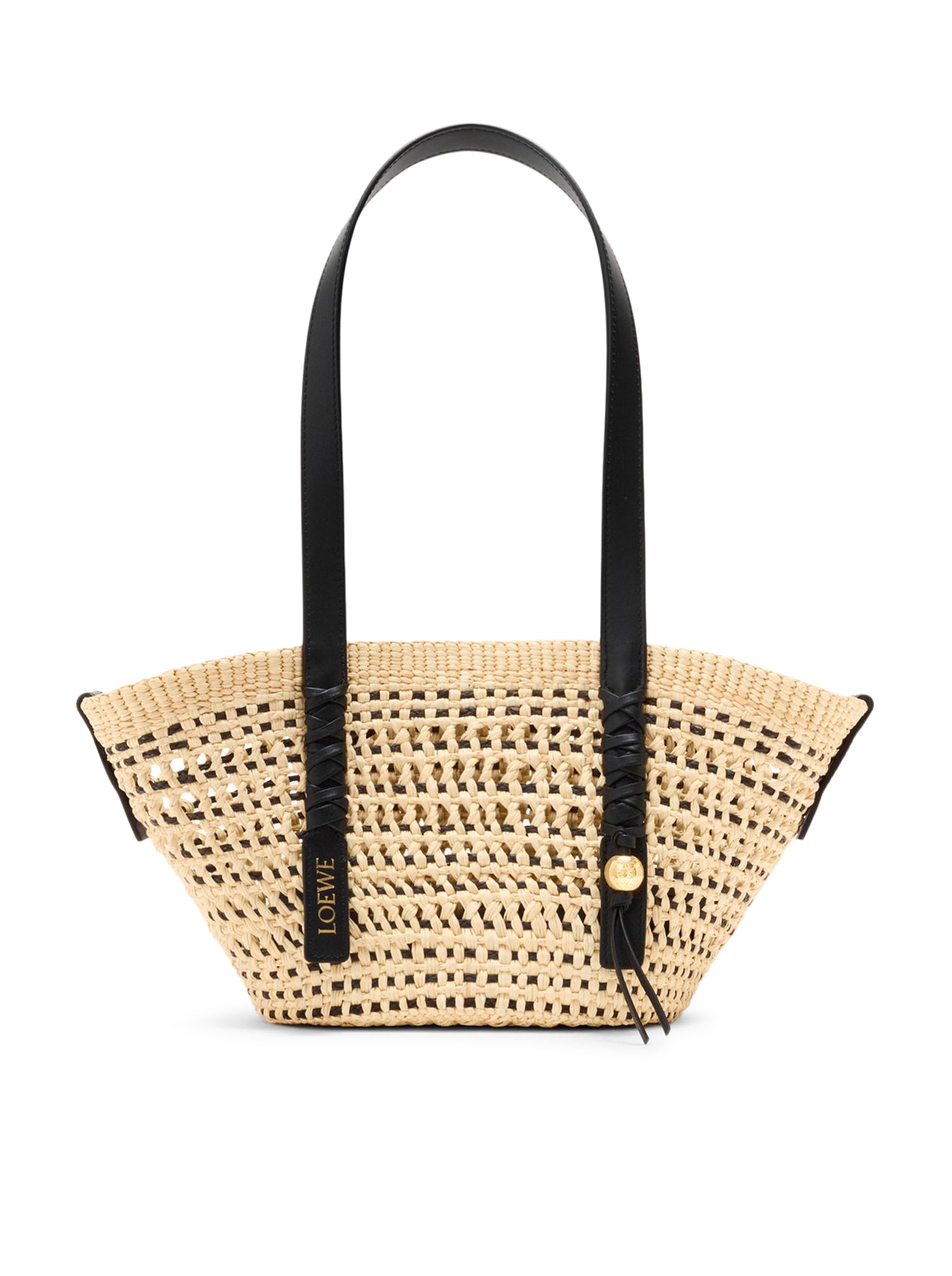 Loewe X Paula's Ibiza SMALL WOVEN BASKET MADE OF IRACA PALM AND CALFSKIN