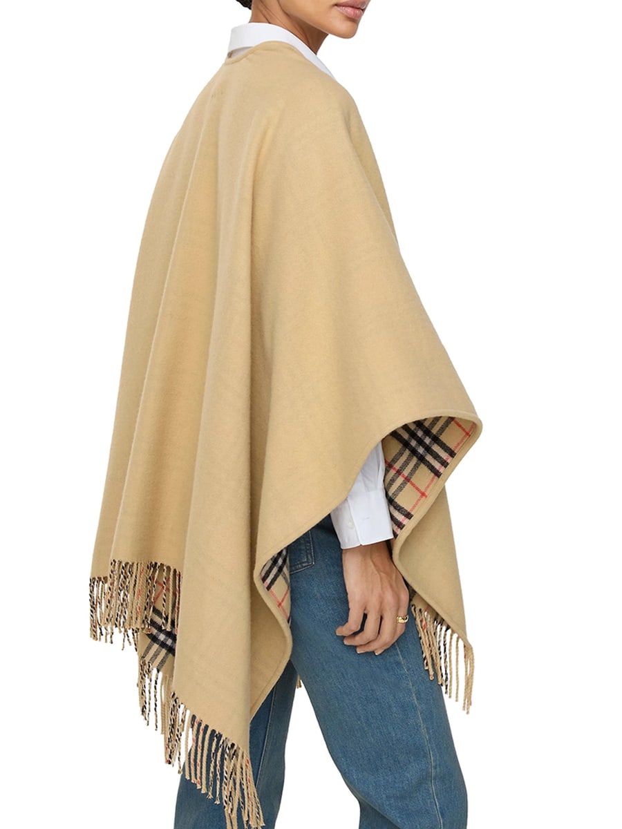 Burberry REVERSIBLE CHECK WOOL CAPE, view 3