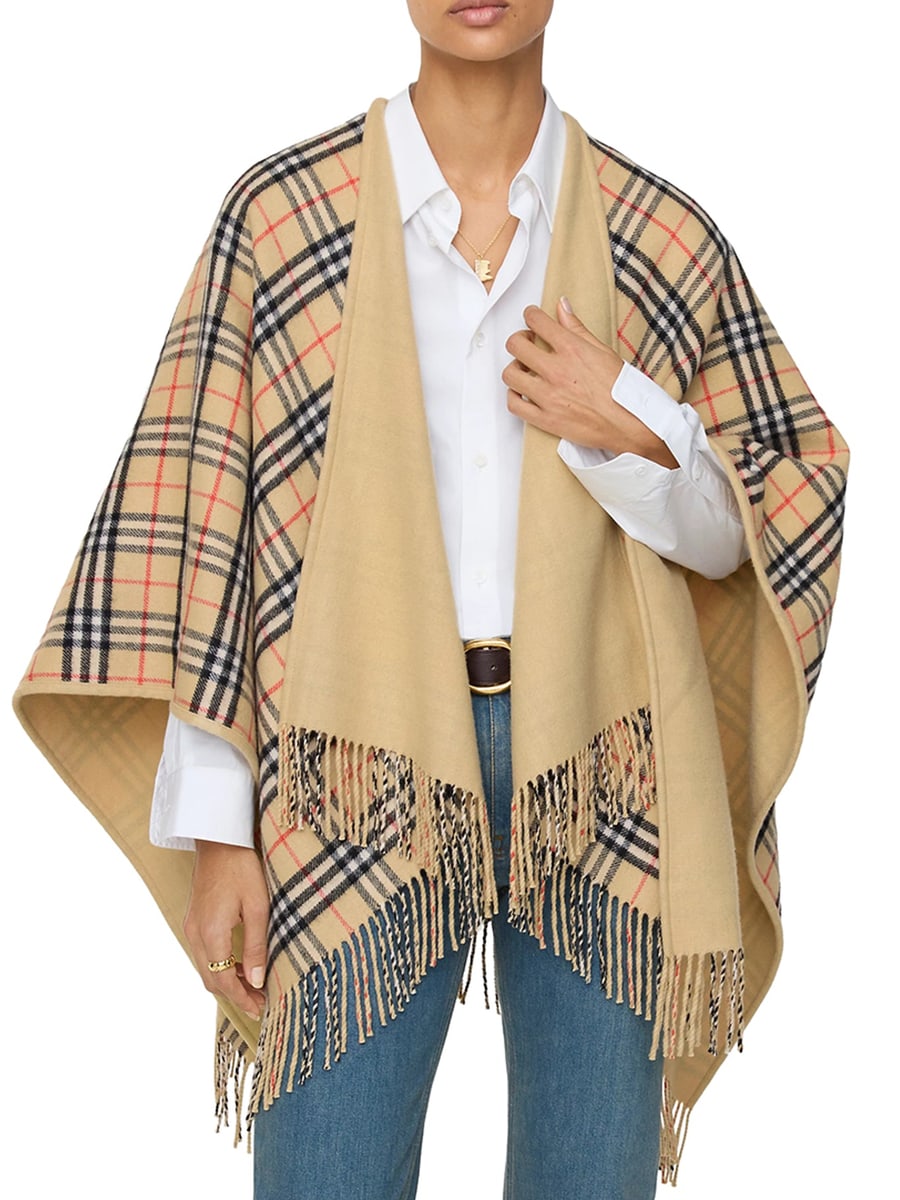 Burberry REVERSIBLE CHECK WOOL CAPE, view 4