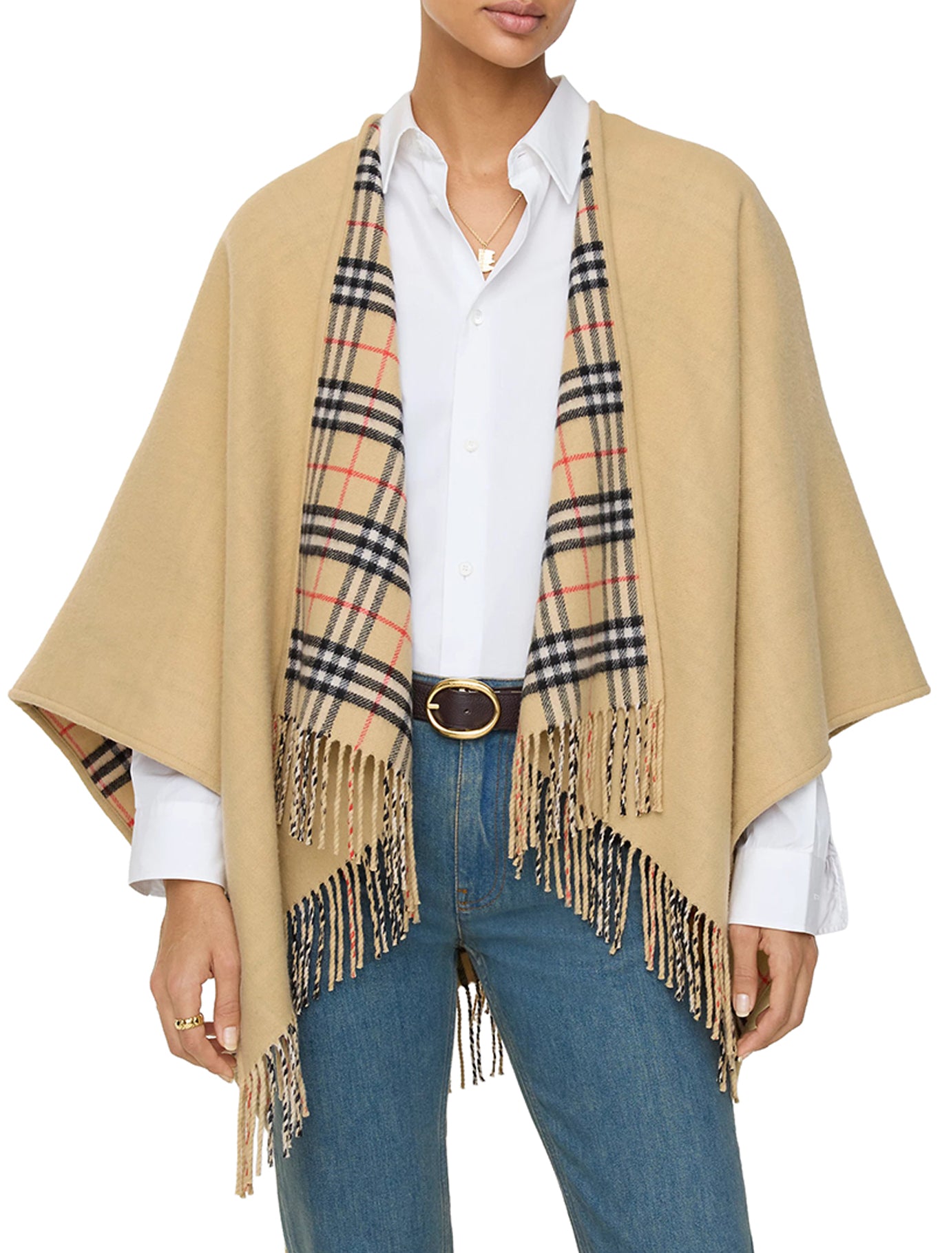 Burberry REVERSIBLE CHECK WOOL CAPE, view 2