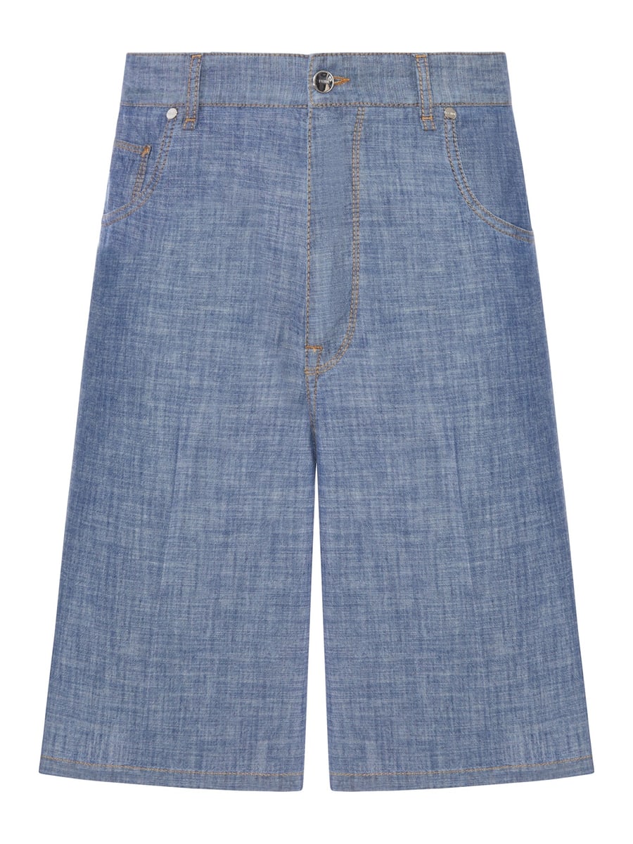 Fendi LIGHT BLUE CHAMBRAY BERMUDA SHORTS