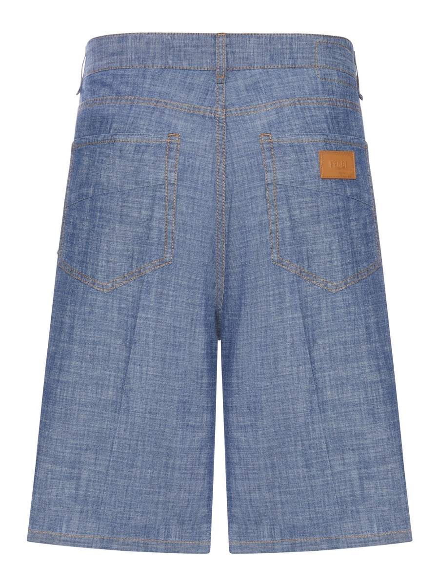 Fendi LIGHT BLUE CHAMBRAY BERMUDA SHORTS, view 2
