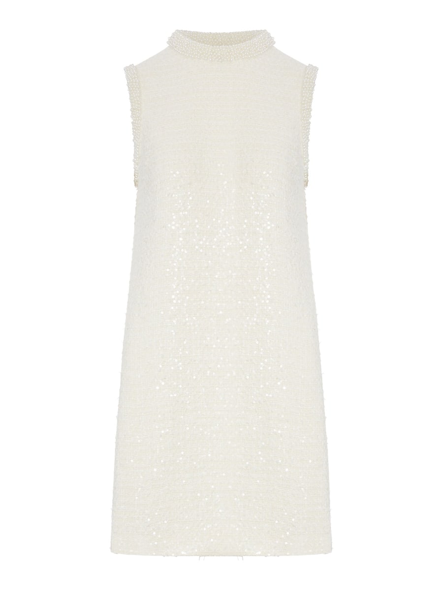 self-portrait BOUCLE MINI DRESS WITH BEADS
