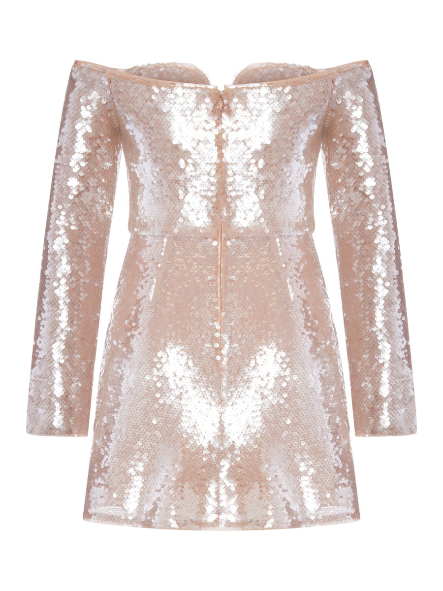 self-portrait OFF-SHOULDER SEQUIN MINI DRESS, view 2